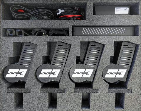 SIMRIG SR3 motion system components packed in the box